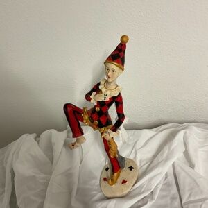 Vintage Mann Harlequin Figurine 12" Tall matte ceramic/plaster playing card game